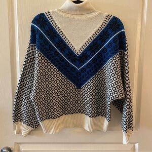 VINTAGE Wool-Blend Fair Isle Knit Turtleneck Sweater  - L